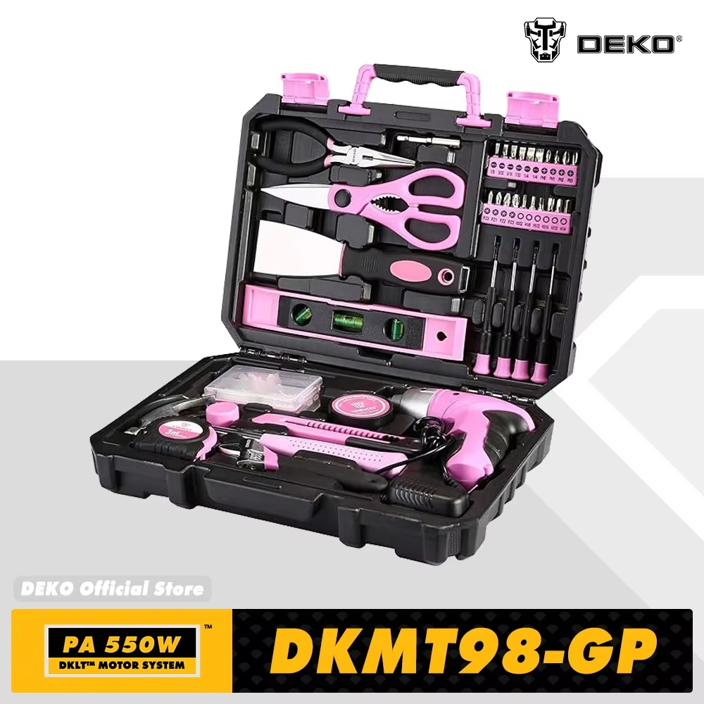 Power Tools Pink - DEKO DKMT98-GP Juego de herramientas rosa