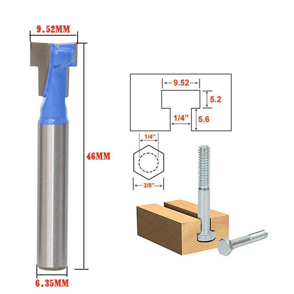 Power Tools Router - Broca enrutadora con ranura en T