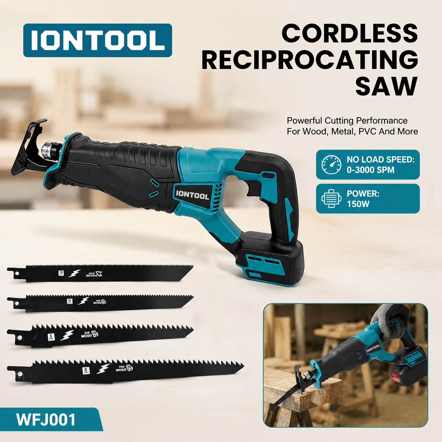 Power Tools Yard - Sierra Recíproca Inalámbrica IONTOOL (Unidad sin